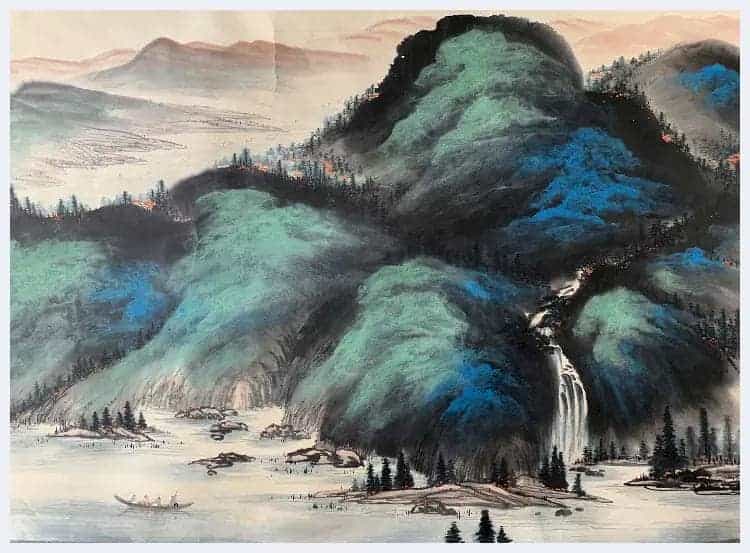 张大千丈六泼彩巨制《江静潮平图》问鼎之作_第5张